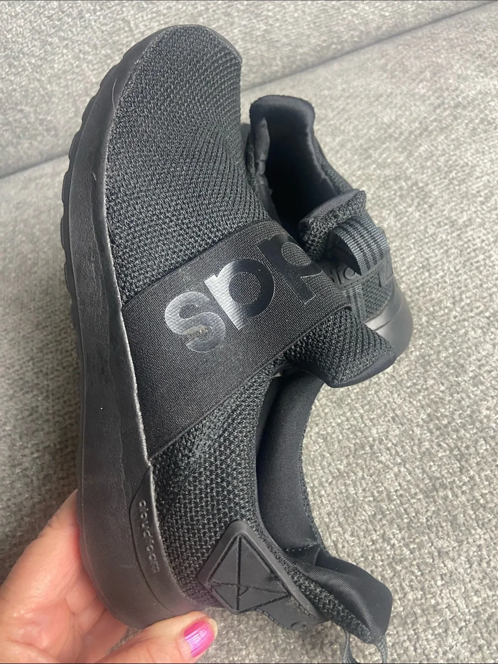 adidas womens size 6 All-Black Slip-On Athletic Sneakers